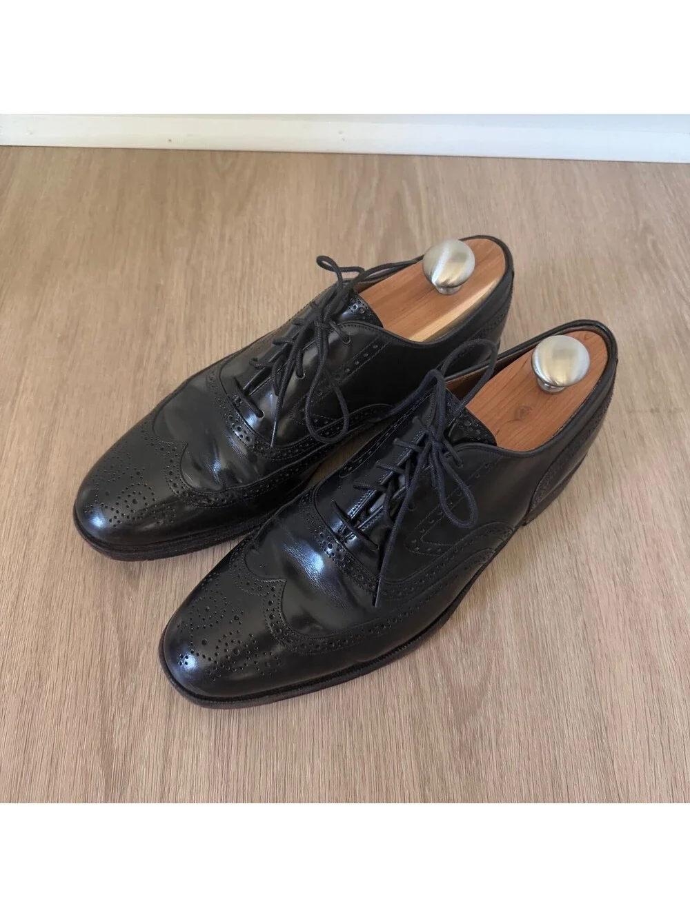 Johnston & Murphy Black Leather Wingtip Dress Shoes 9.5